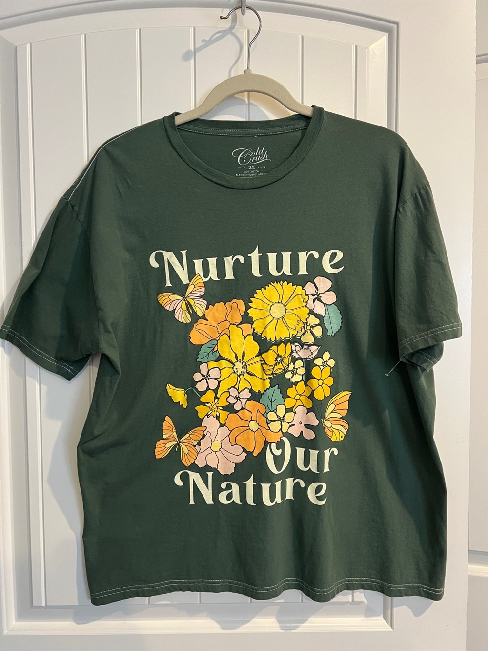 Cold Crush Forest Green 'Nurture Our Nature' Floral Tee